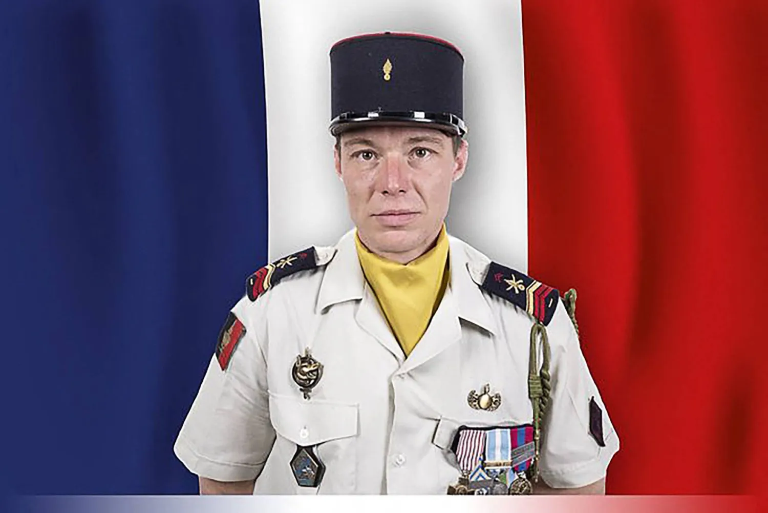 This handout photo posted on April 22, 2026, on the social media X account of France's president shows a portrait of French Army Staff Sergeant Anicet Girardin of the 132nd Canine Infantry Regiment, who died of injuries on April 22 following an attack on April 18, 2026 against UNIFIL (United Nations Interim Force in Lebanon) in southern Lebanon. (X account of France's President Emmanuel Macron / AFP) 