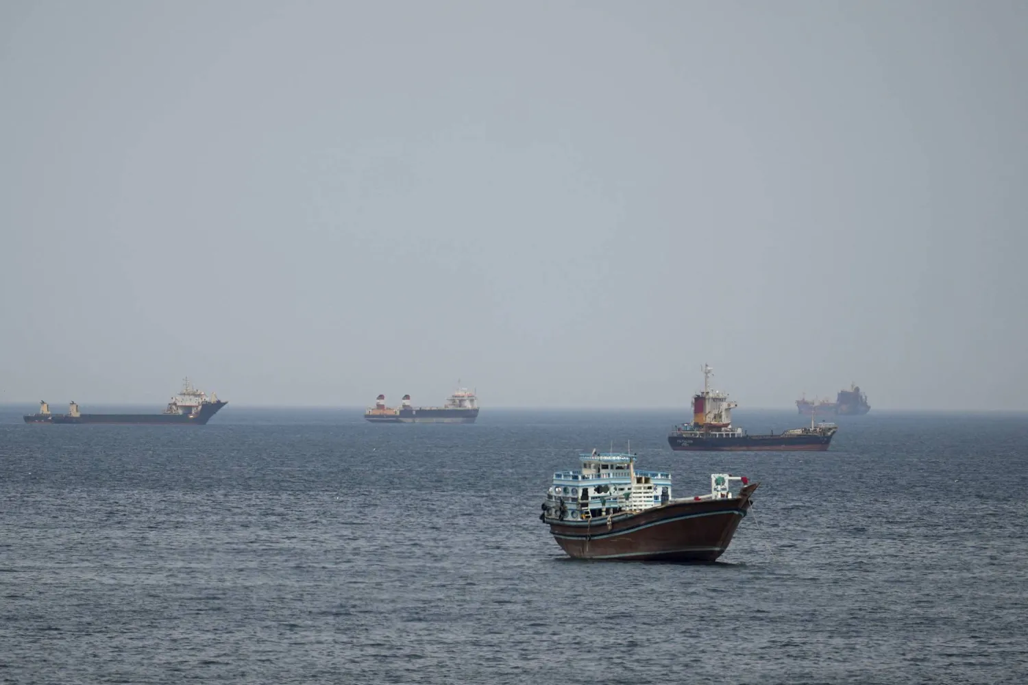 Ships and boats in the Strait of Hormuz, Musandam, Oman, April 22, 2026. REUTERS/Stringer