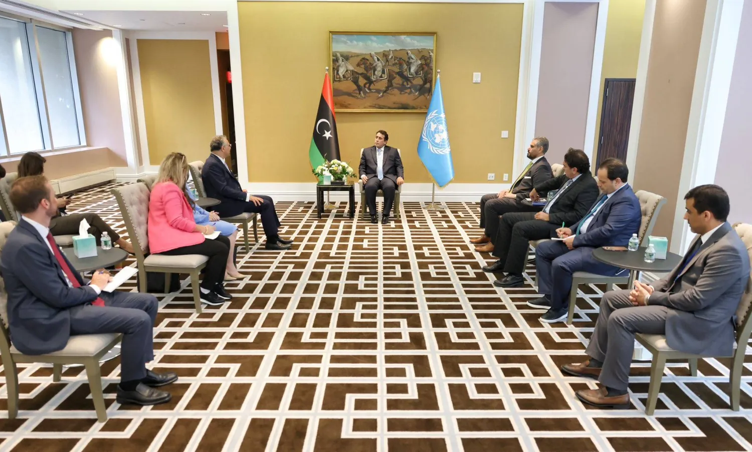 المنفي يستقبل بولس بمقر البعثة الليبية في نيويورك في سبتمبر الماضي (المجلس الرئاسي)