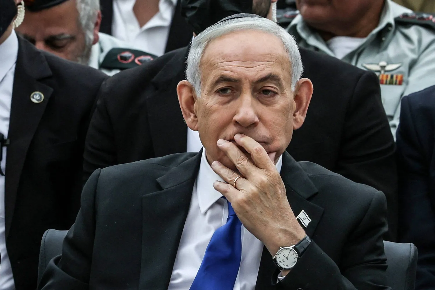 Israel’s Prime Minister Benjamin Netanyahu attends a ceremony commemorating Israel’s Remembrance Day for fallen soldiers, or Yom HaZikaron, at the Military Cemetery on Mount Herzl in Jerusalem April 21, 2026. (Reuters)