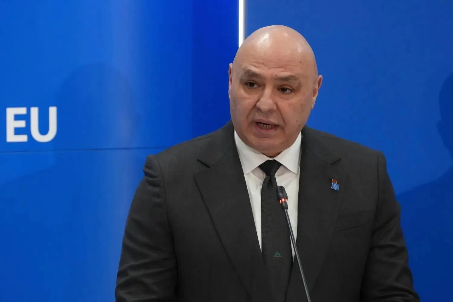  Lebanese President Joseph Aoun delivers his address at an informal European Union leaders’ meeting in Cyprus (AP)