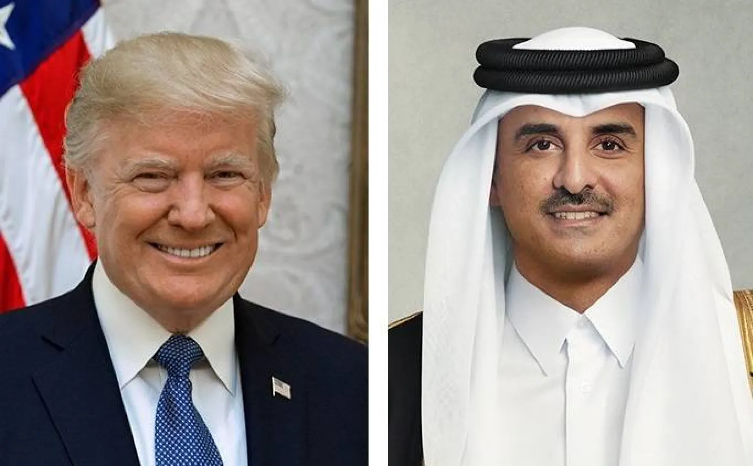 Qatar's Emir Sheikh Tamim bin Hamad Al Thani and US President Donald Trump. (QNA)