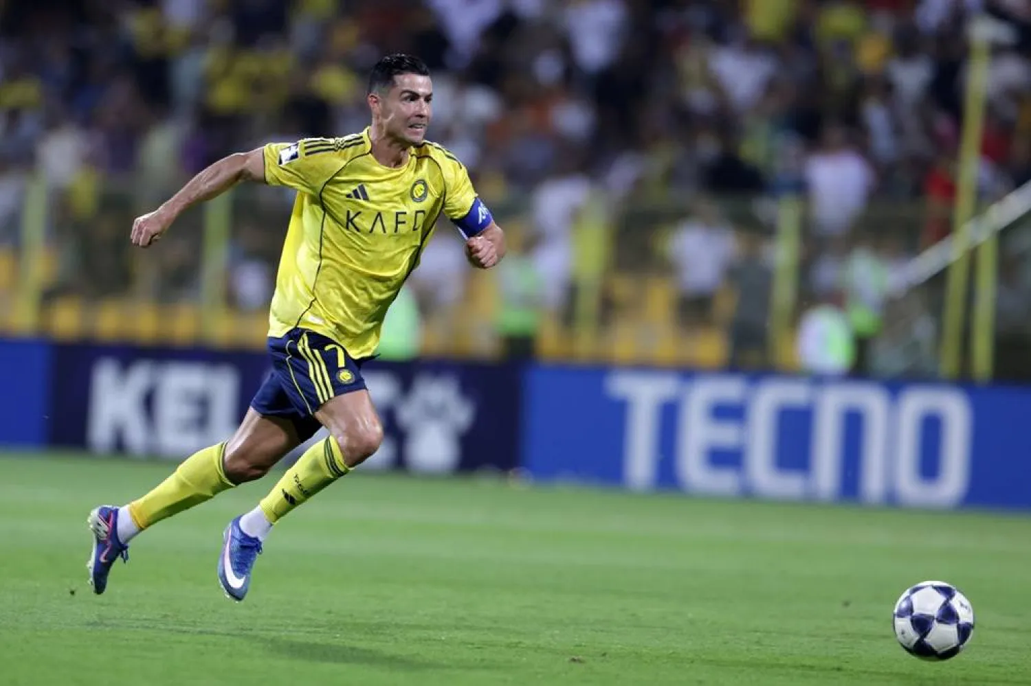  Al-Nassr's Cristiano Ronaldo in action during the AFC Champions League Two 2025/2026 semi-finals match between Al-Nassr and Al Ahli Doha in Dubai, United Arab Emirates, 22 April 2026. (EPA)