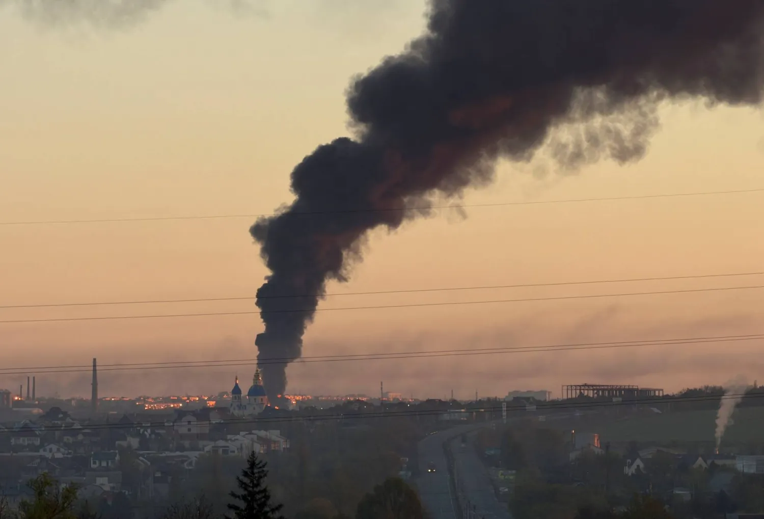 Smoke rises in the city after a Russian drone and missile strike, amid Russia's attack on Ukraine, in Dnipro, Ukraine April 25, 2026. (Reuters)