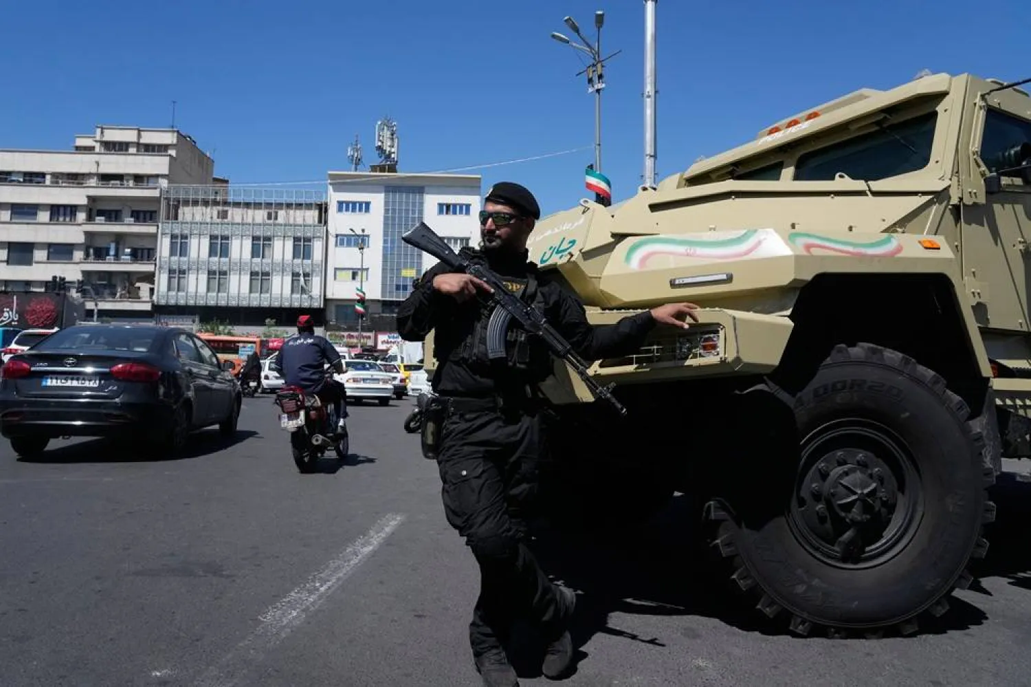  A member of Iran's police special forces stands guard in Tehran, Iran, Friday, April 24, 2026. (AP) 