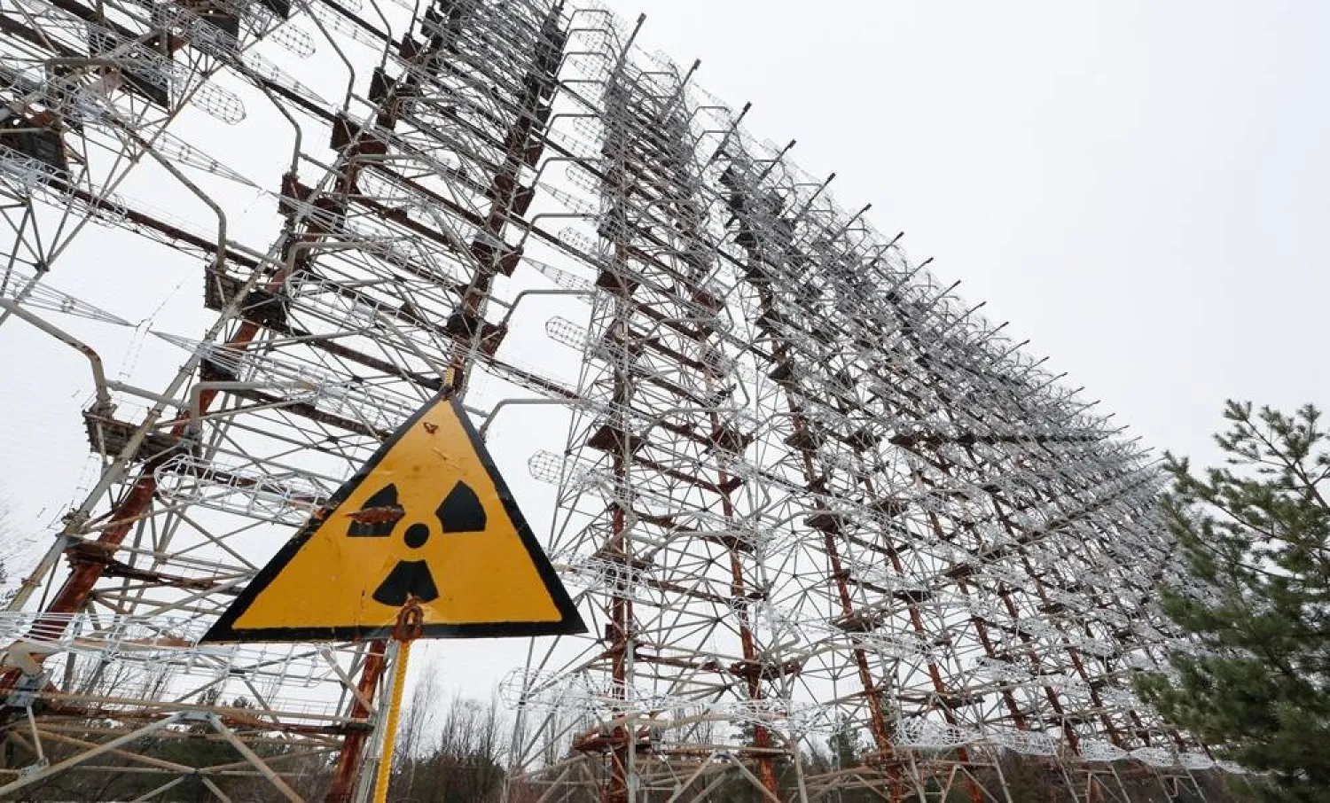 The general view of the remains of the over-the-horizon radar system "Duga" not far from city of Chernobyl, Ukraine, 22 November 2018. (EPA)