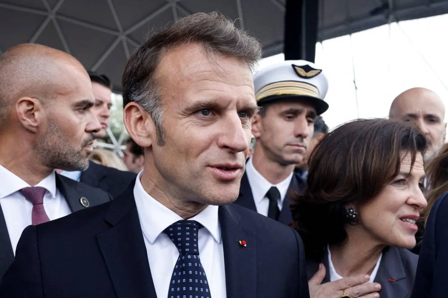  French President Emmanuel Macron attends a Greece–France Economic Forum at the Stavros Niarchos Foundation Cultural Center in Athens, Greece, April 25, 2026. (Reuters)