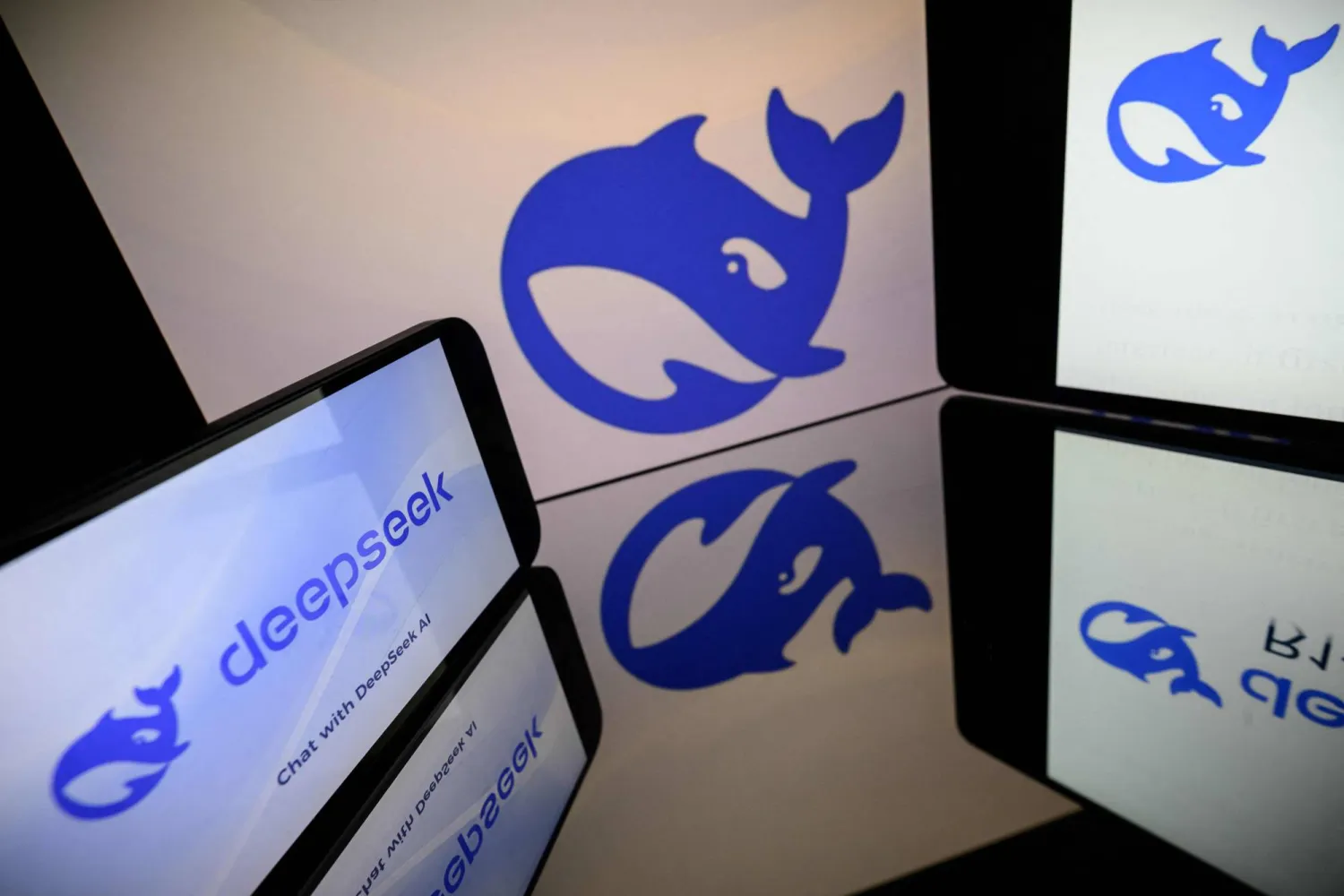 This photograph shows screens displaying the logo of DeepSeek, a Chinese artificial intelligence company which develops open-source large language models, in Toulouse, southwestern France on January 29, 2025. (AFP)