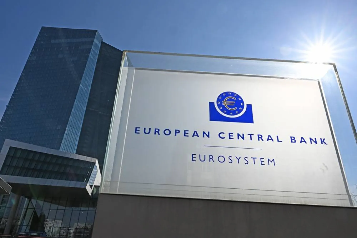 19 March 2026, Hesse, Frankfurt Main: A sign reading "European Central Bank - Eurosystem" stands in front of the European Central Bank (ECB) in Frankfurt. (dpa)