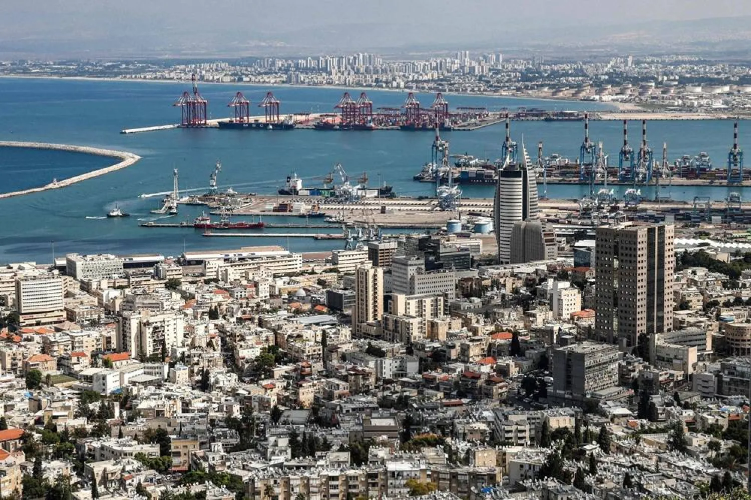 View of Mount Carmel city and port of Haifa in northern Israel. (AFP)