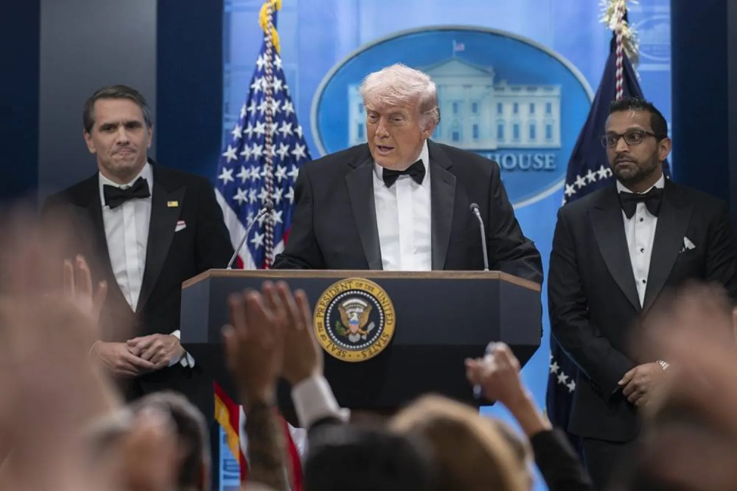 25 April 2026, US, Washington: US President Donald Trump delivered remarks during a press conference in the Brady Briefing Room at the White House, following the cancellation of the annual White House Correspondents' Association Dinner amid reports of a possible shooting. (dpa)