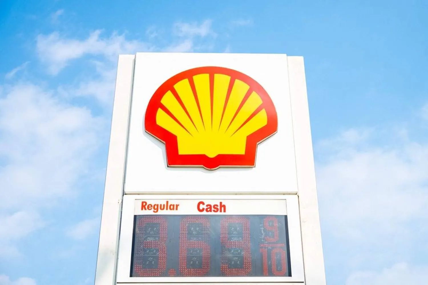 The Shell gas logo is displayed at a gas station on April 27, 2026 in Austin, Texas. (Getty Images/AFP)
