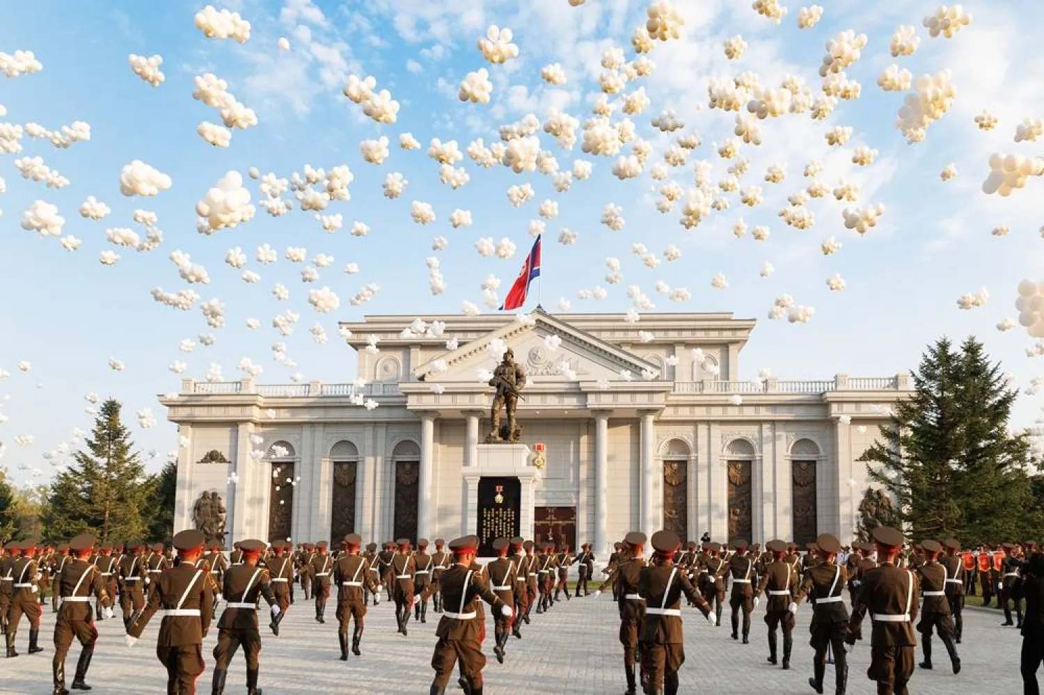 26 April 2026, North Korea, Pyongyang: A ceremony to open a museum and memorial complex dedicated to the North Korean servicemen who took part in the liberation of Russia's Kursk Region from the Ukrainian Armed Forces. (Vadim Savitsky/TASS via ZUMA Press/dpa)