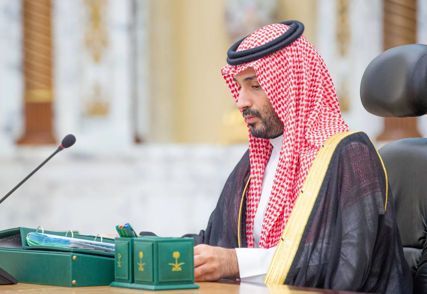 Prince Mohammed bin Salman bin Abdulaziz Al Saud, Crown Prince and Prime Minister, chairs the Cabinet meeting in Jeddah. (SPA)