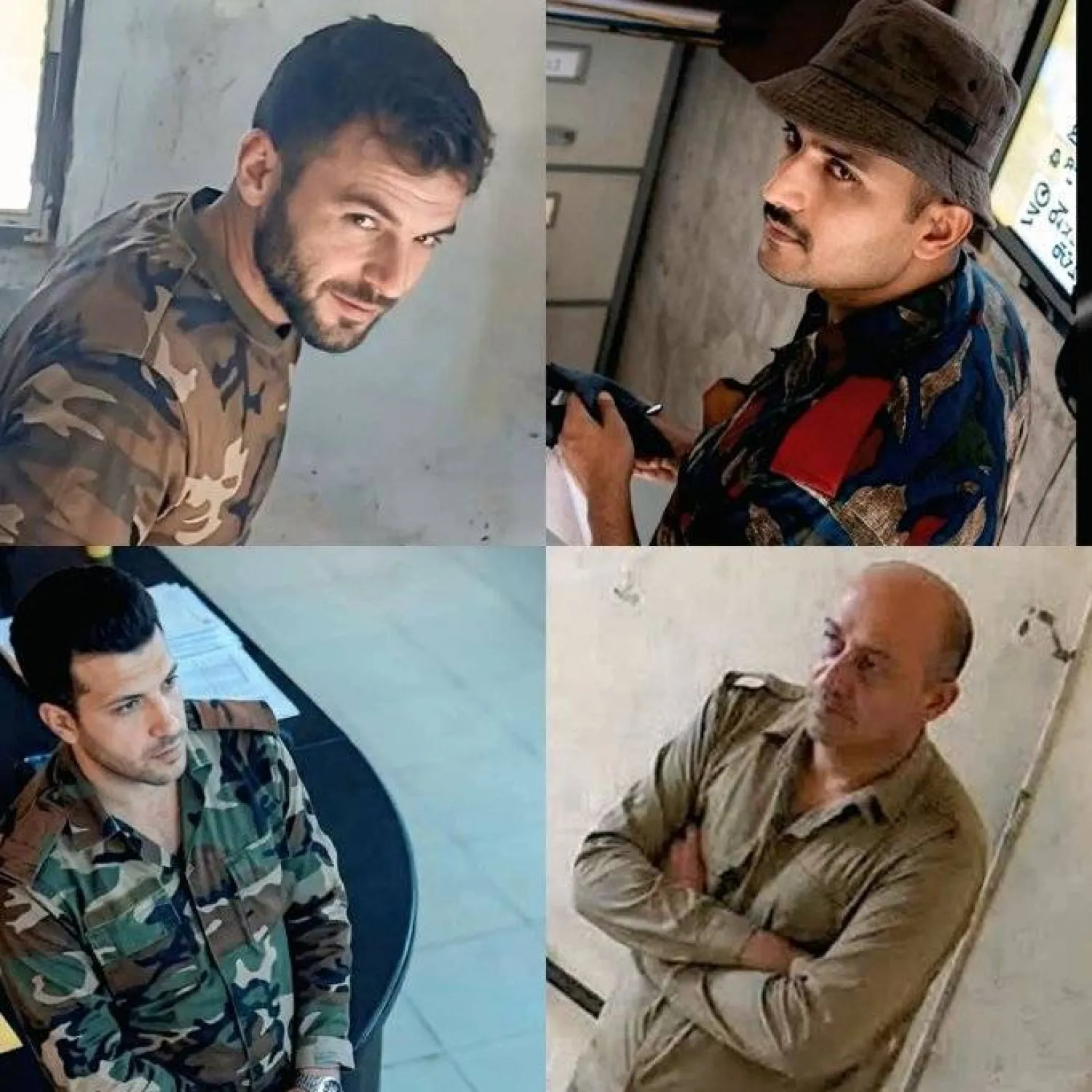 صور مقتطعة من الفيديوهات المسربة لمسؤولين أمنيين وحرس في سجن صيدنايا الثلاثاء 