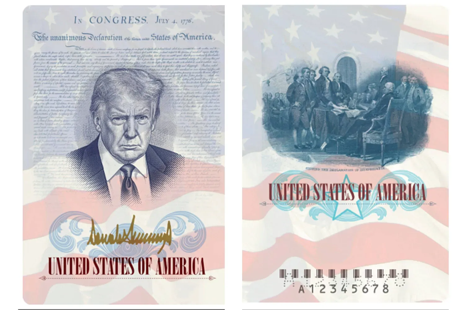 ABD’nin kuruluşunun 250. yıl dönümü dolayısıyla özel olarak tasarlanan yeni pasaportlarda Başkan Donald Trump’ın görselinin yer alacağı bildirildi (AP)