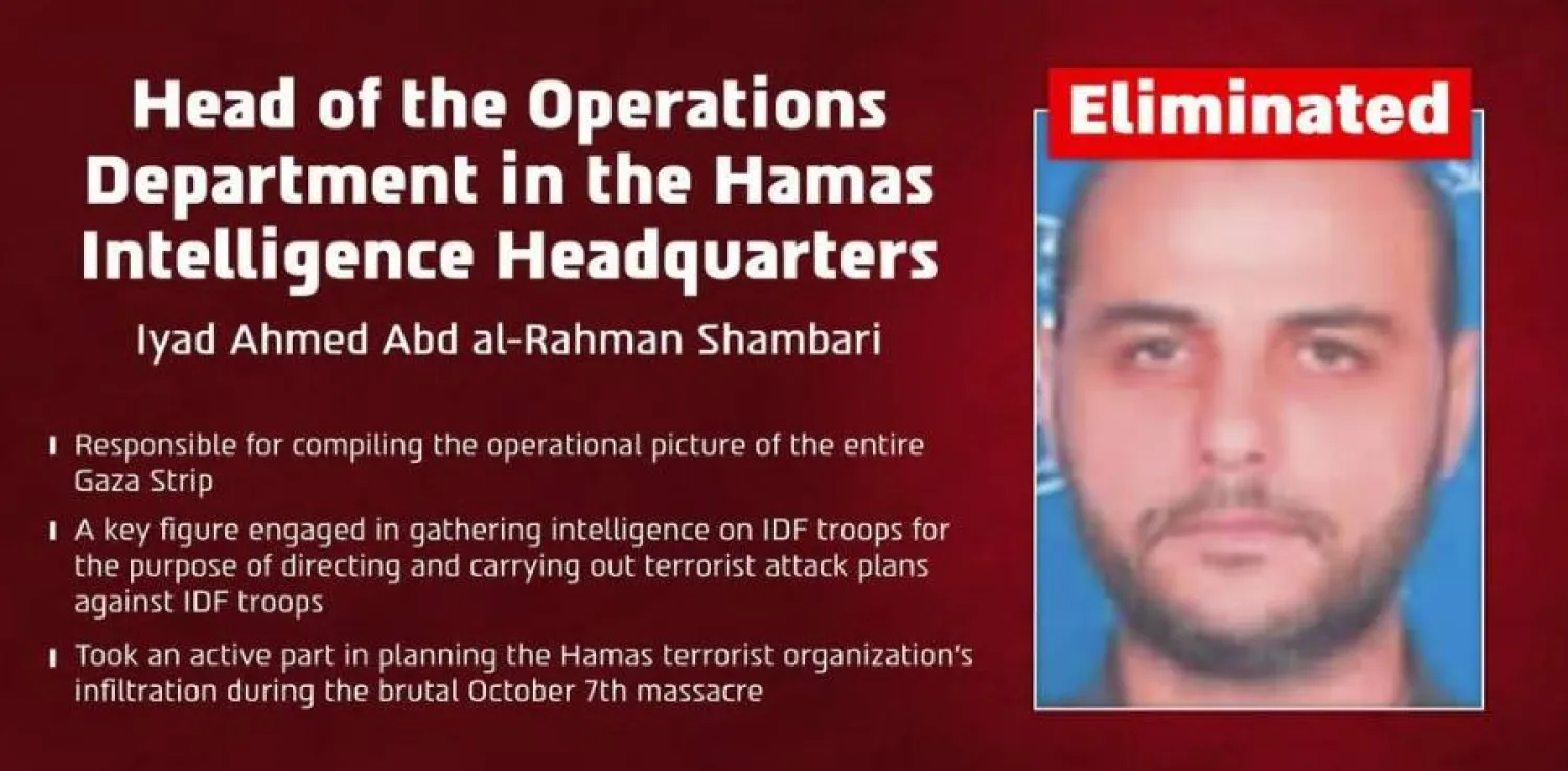 صورة نشرها الجيش الإسرائيلي لإياد أحمد عبد الرحمن شمبري