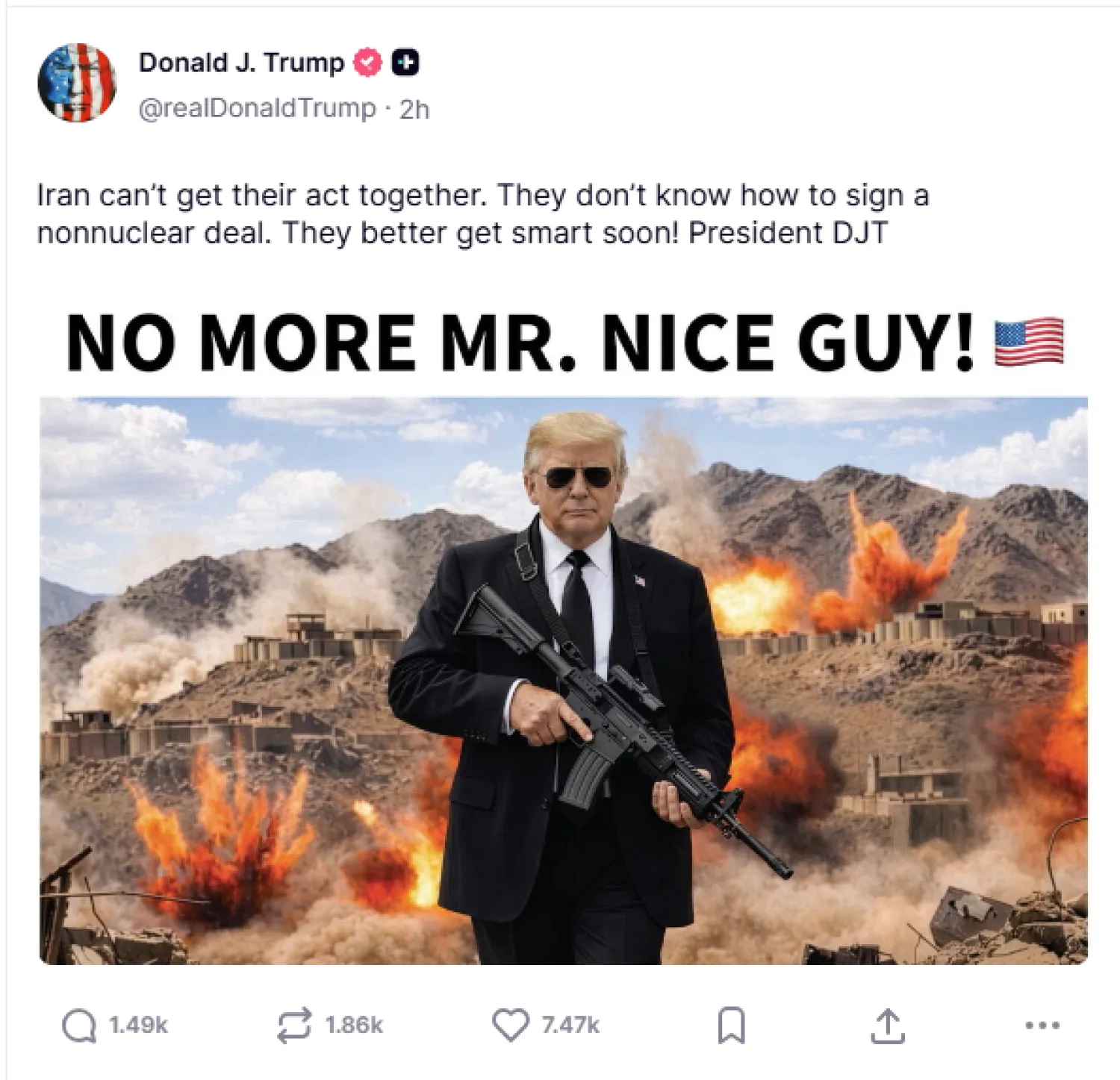 الصورة التي نشرها ترمب على منصة «تروث سوشيال»