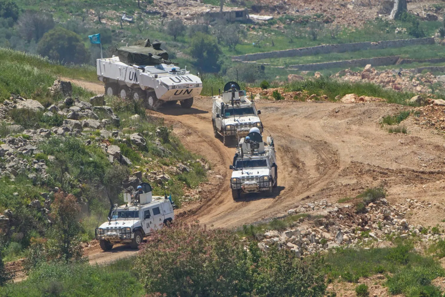 UN forces operate in southern Lebanon, as seen from northern Israel, Wednesday, April 29, 2026. (AP Photo/Ariel Schalit)