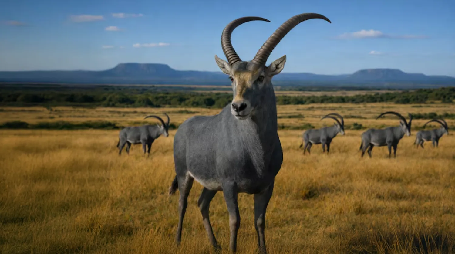 An artist's rendering of the extinct African antelope species called the Bluebuck, released on April 30, 2026. Colossal Biosciences/Handout via REUTERS 