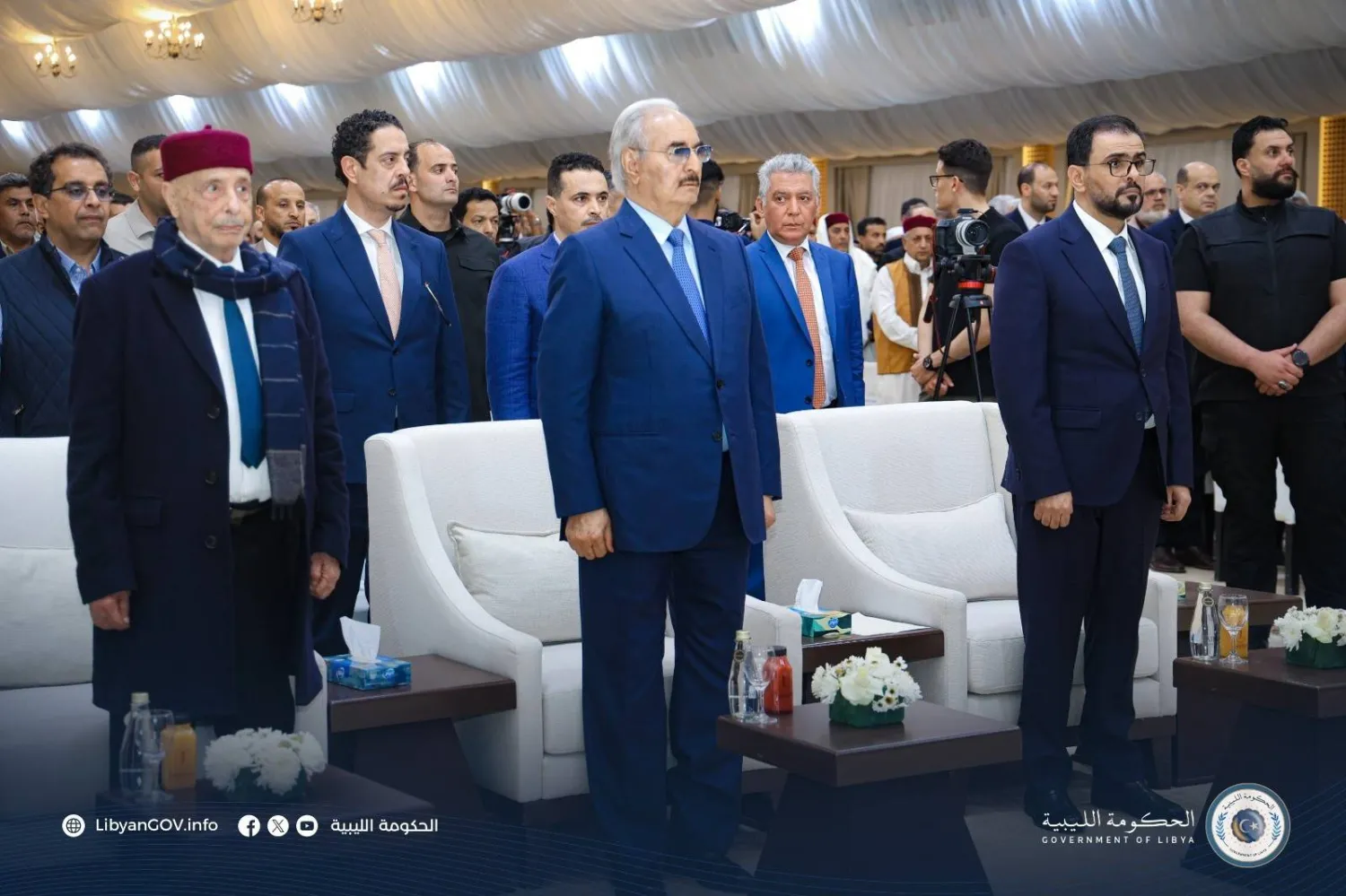 حفتر وصالح وحمّاد وعدد من المسؤولين والنواب يشاركون في افتتاح التجمع السكني (صندوق الإعمار والتنمية)