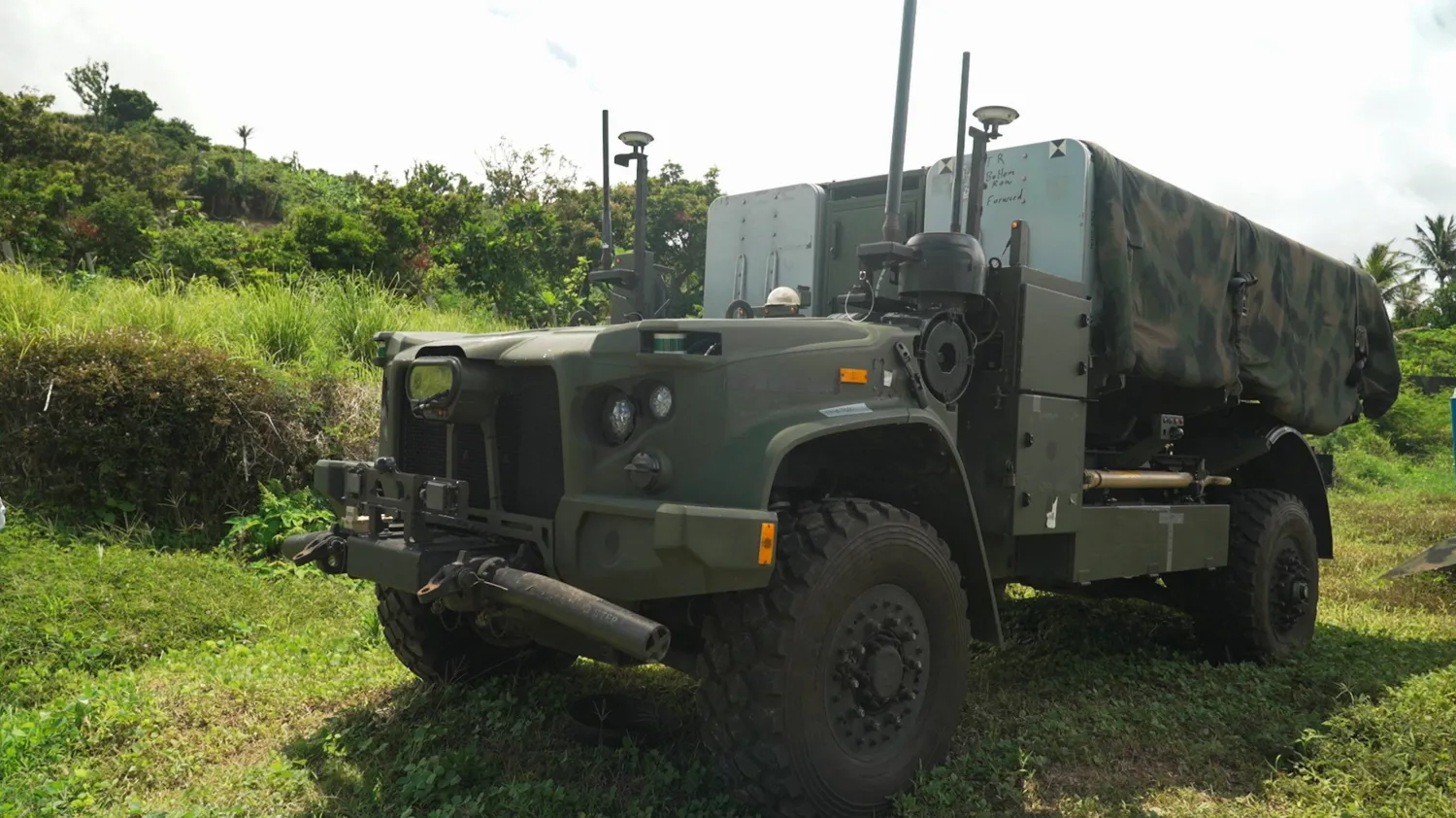  A vehicle used for the Navy-Marine Expeditionary Ship Interdiction System (NMESIS), stands during joint Philippine-US military exercises in Basco, Batanes province, Philippines, May 2, 2026. (Reuters)