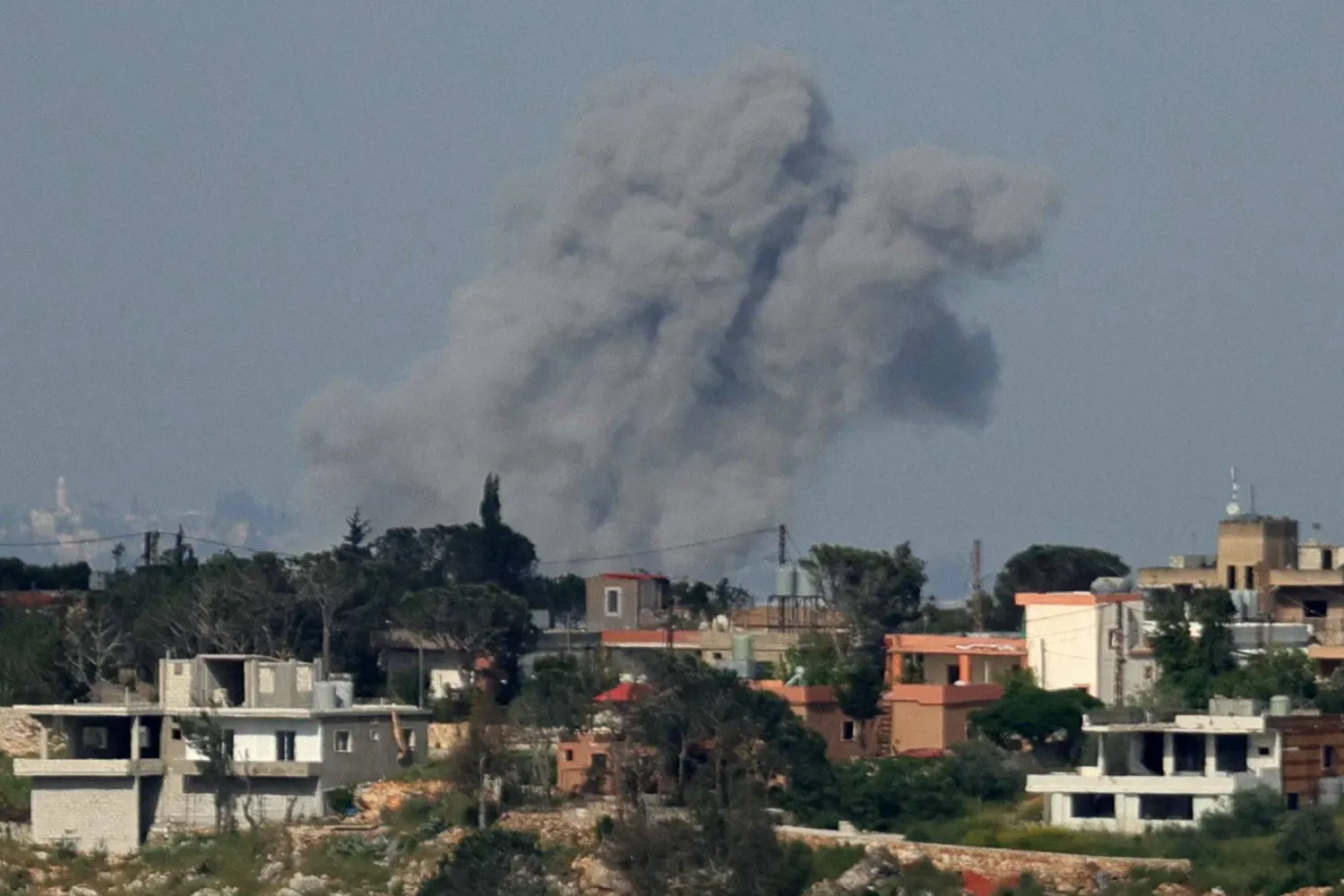 This photograph taken from the southern Lebanese area of Marjayoun shows smoke rising from the site of Israeli airstrikes that targeted the village of Zawtar al-Sharqiyah, on May 3, 2026. I(Photo by AFP)