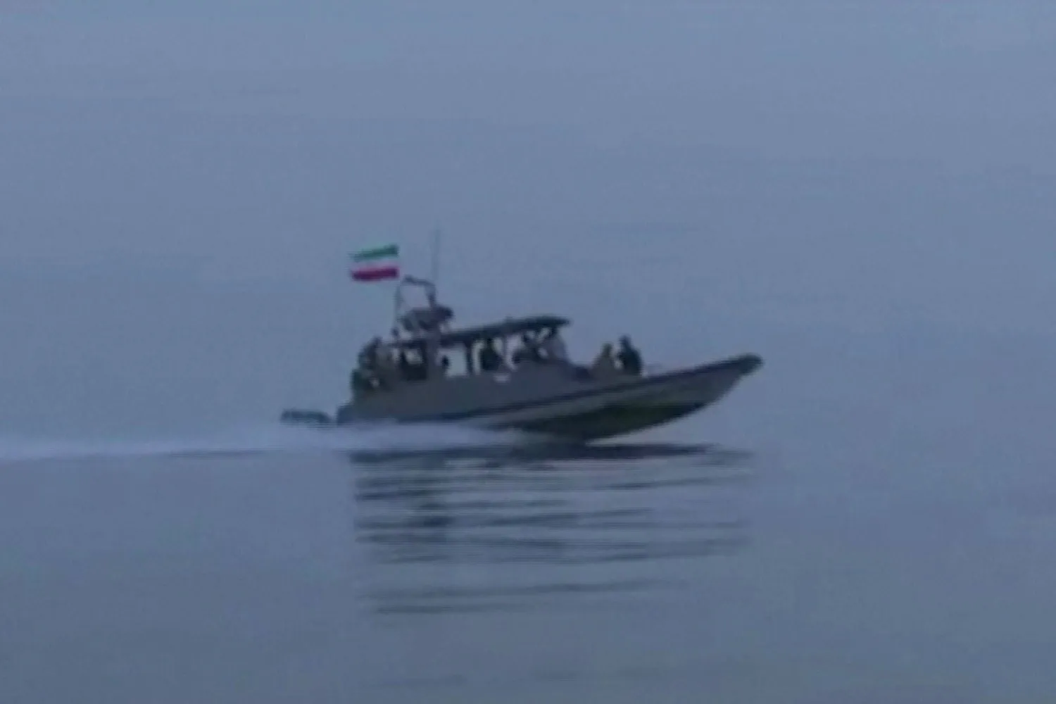 An IRGC boat participates in an operation to intercept vessels attempting to cross the Strait of Hormuz on April 23 (AFP)