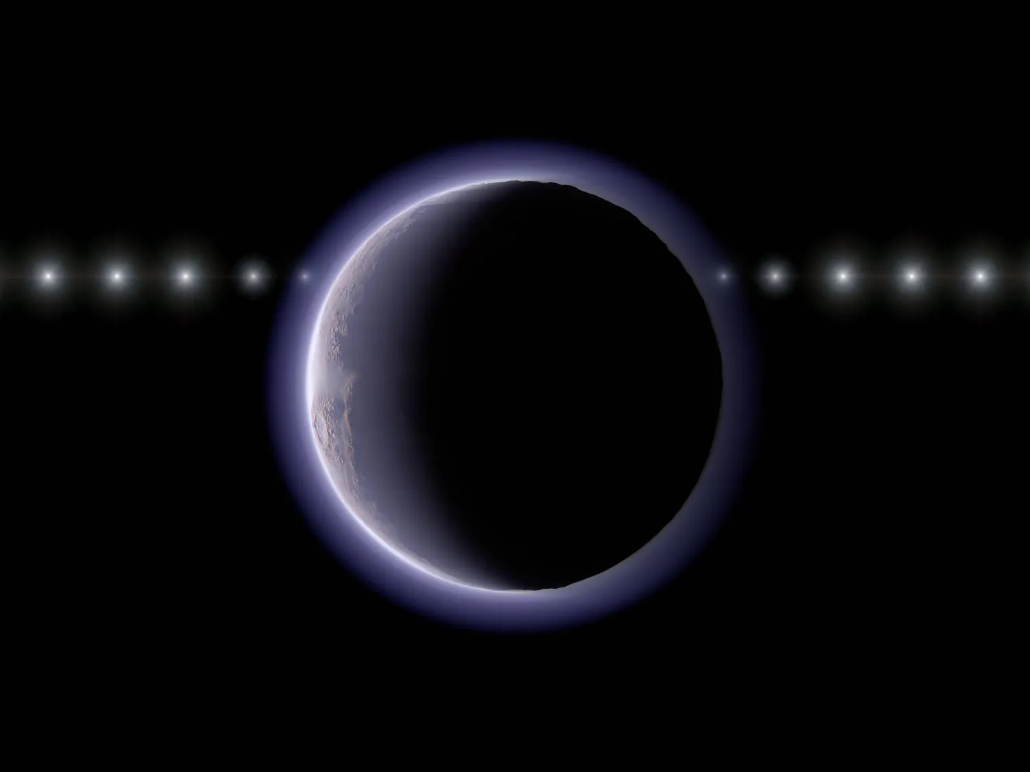 This undated handout artist's impression released on May 4, 2026 shows the trans-Neptunian object (612533) 2002 XV93 occulting a background star as observations of a stellar occultation in January 2024 revealed gradual fading and recovery of the starlight, providing evidence for a very thin atmosphere around the object. (Handout / National Astronomical Observatory of Japan/Ko Arimatsu / AFP) 