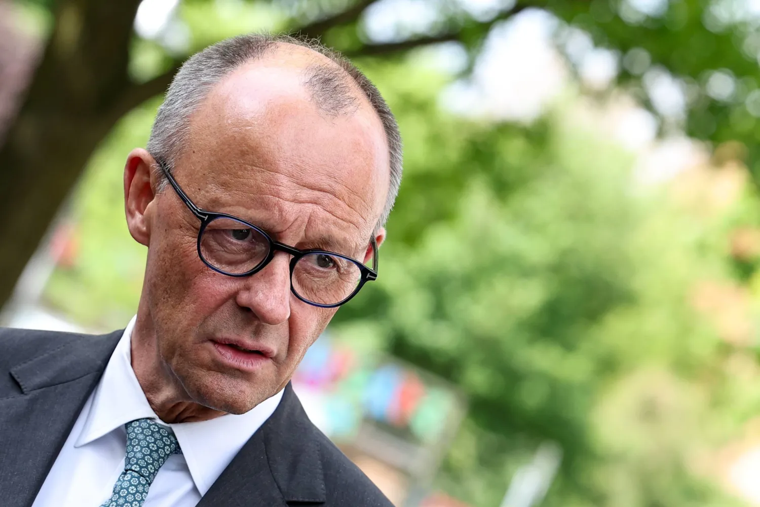 German Chancellor Friedrich Merz gives a press statement ahead of the Christian Democratic Union (CDU) Executive Committee meeting at the Chabad Synagogue in Berlin, Germany, 04 May 2026. (EPA)