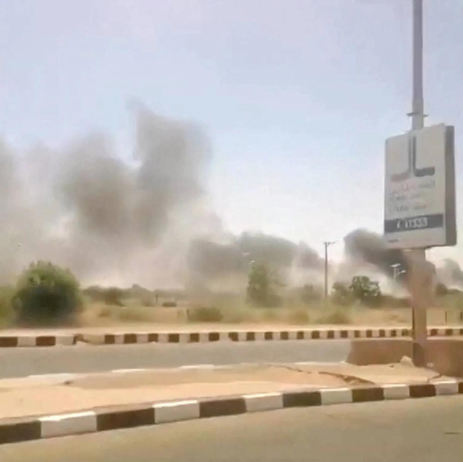 Smoke rises, following a drone attack in Khartoum airport, in Khartoum, Sudan, in this screengrab taken from social media video released on May 4, 2026. (Social media/Reuters TV via Reuters)