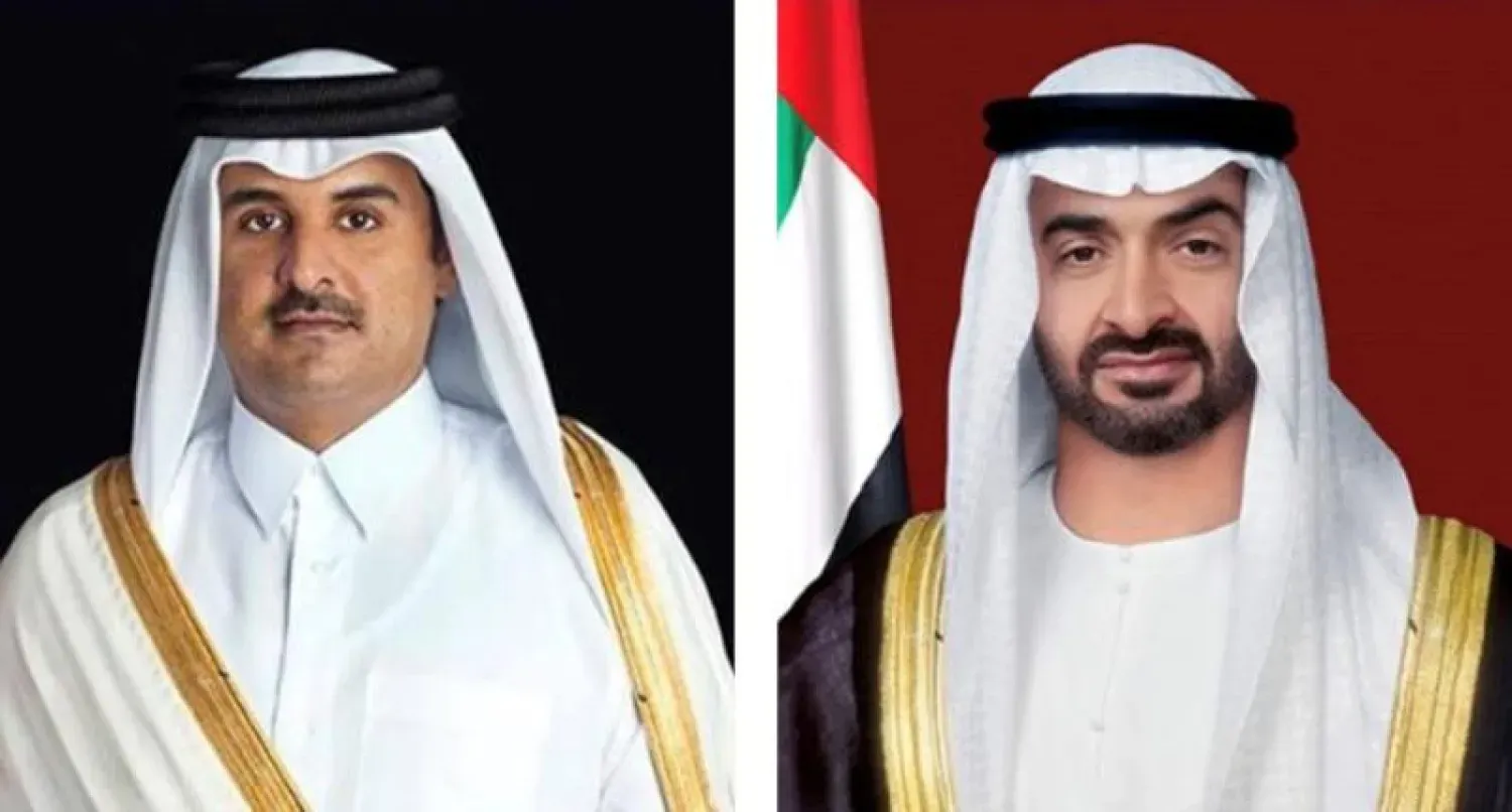 الشيخ محمد بن زايد رئيس دولة الإمارات والشيخ تميم بن حمد أمير دولة قطر (وام)