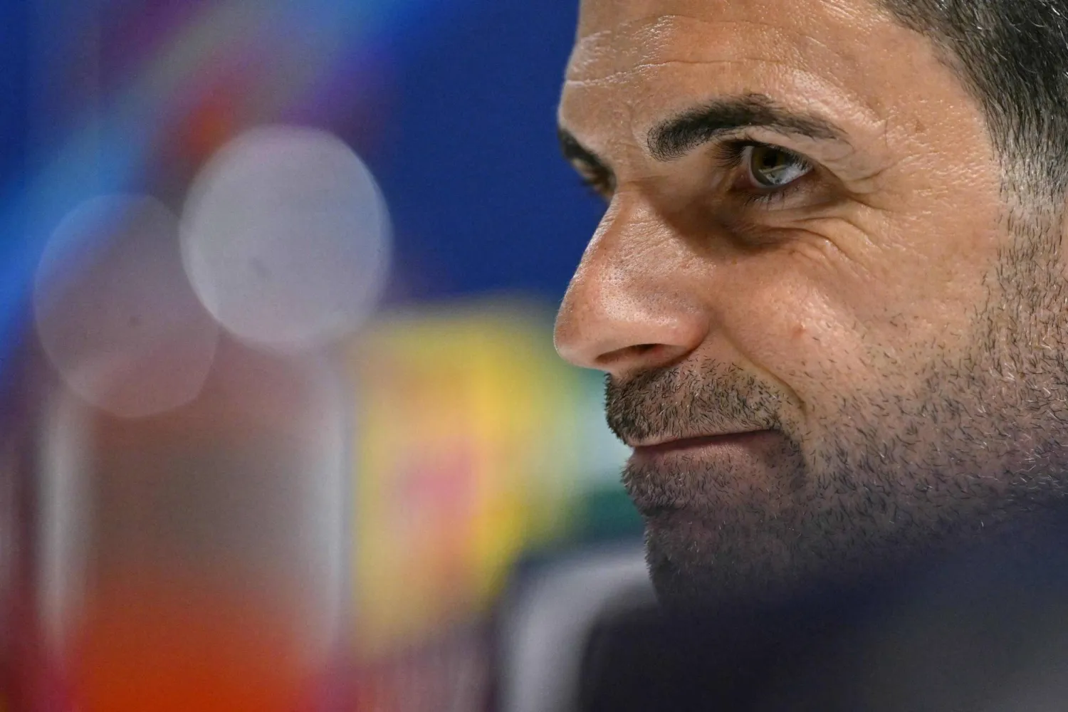  Arsenal's Spanish manager Mikel Arteta attends a press conference at the Emirates Stadium in London on May 4, 2026, on the eve of their UEFA Champions League league semifinal, second-leg football match against Atletico Madrid. (AFP) 