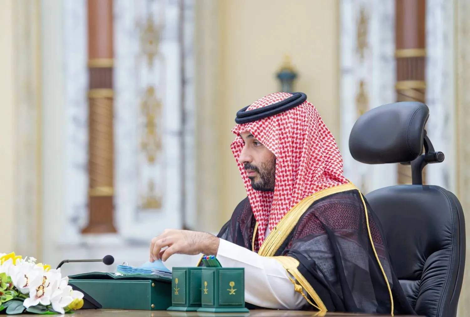 Prince Mohammed bin Salman bin Abdulaziz Al Saud chairs a cabinet session in Jeddah on Tuesday (SPA) 
