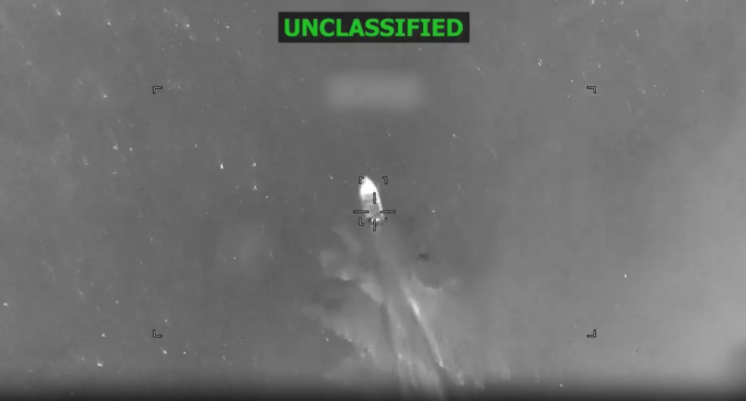 This screen grab from a video posted on the X account of US Southern Command (SOUTHCOM) on May 5, 2026, shows a vessel before being struck at the direction of Commander General Francis L. Donovan on May 5, 2026. (Photo by US Southern Command / AFP)