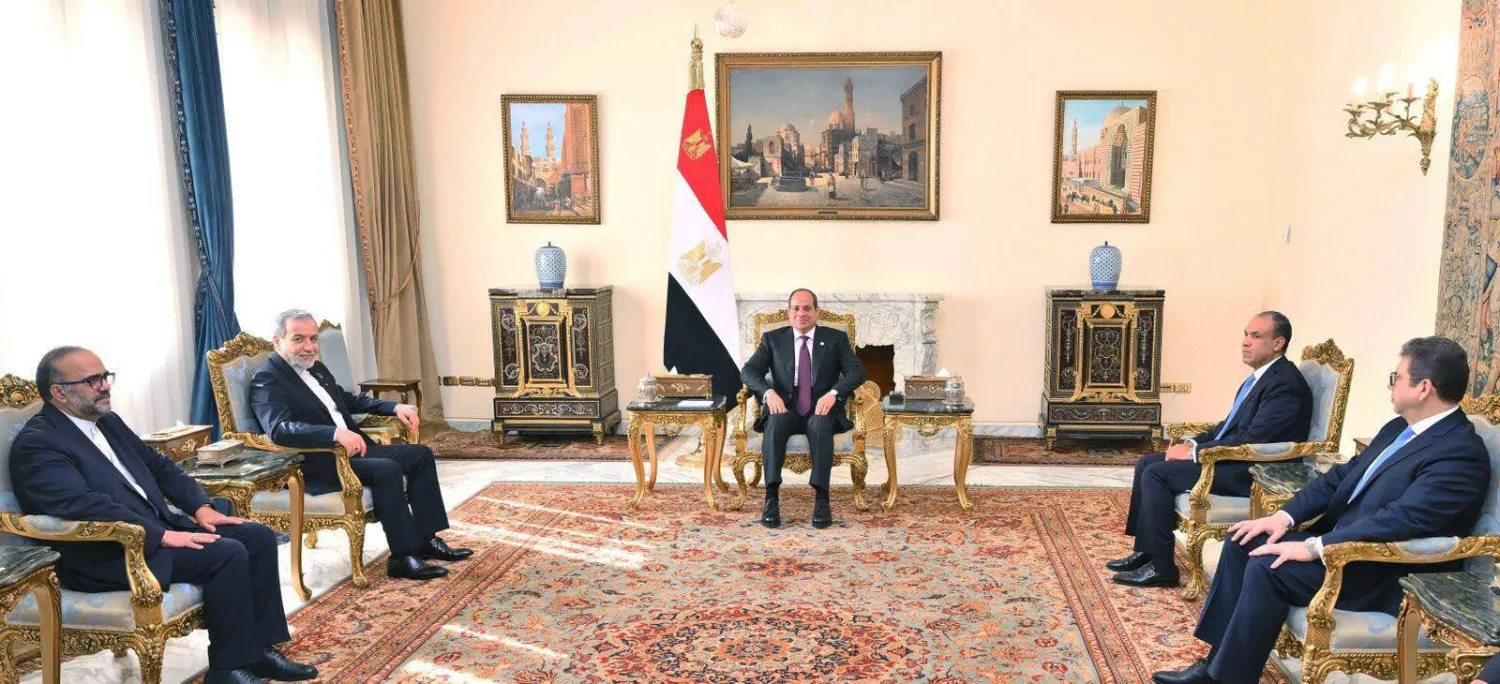 الرئيس المصري عبد الفتاح السيسي خلال لقاء سابق مع وزير الخارجية الإيراني عباس عراقجي (الرئاسة المصرية)