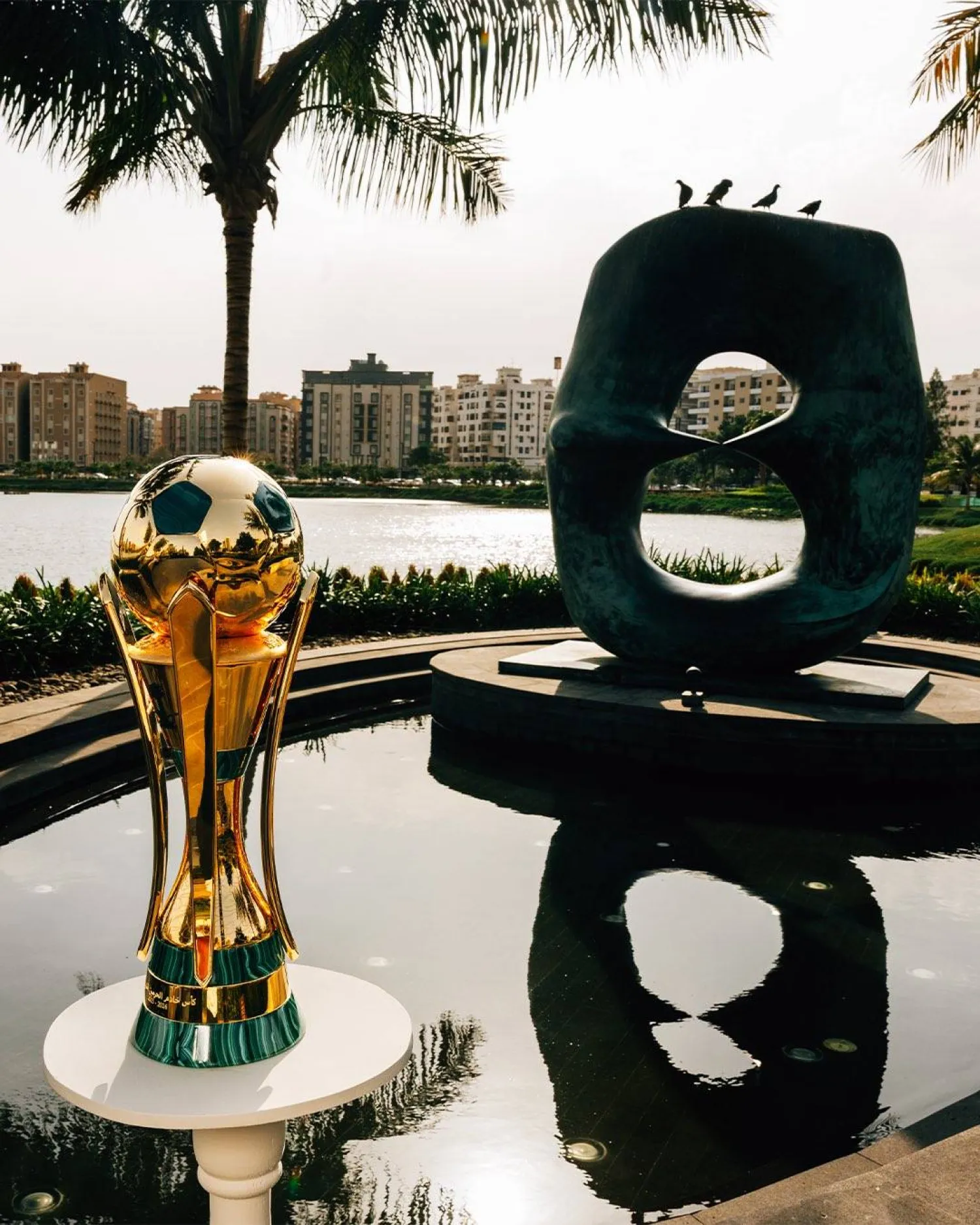 كأس الملك في لقطة بجانب أحد المعالم السياحية بجدة (الشرق الأوسط)