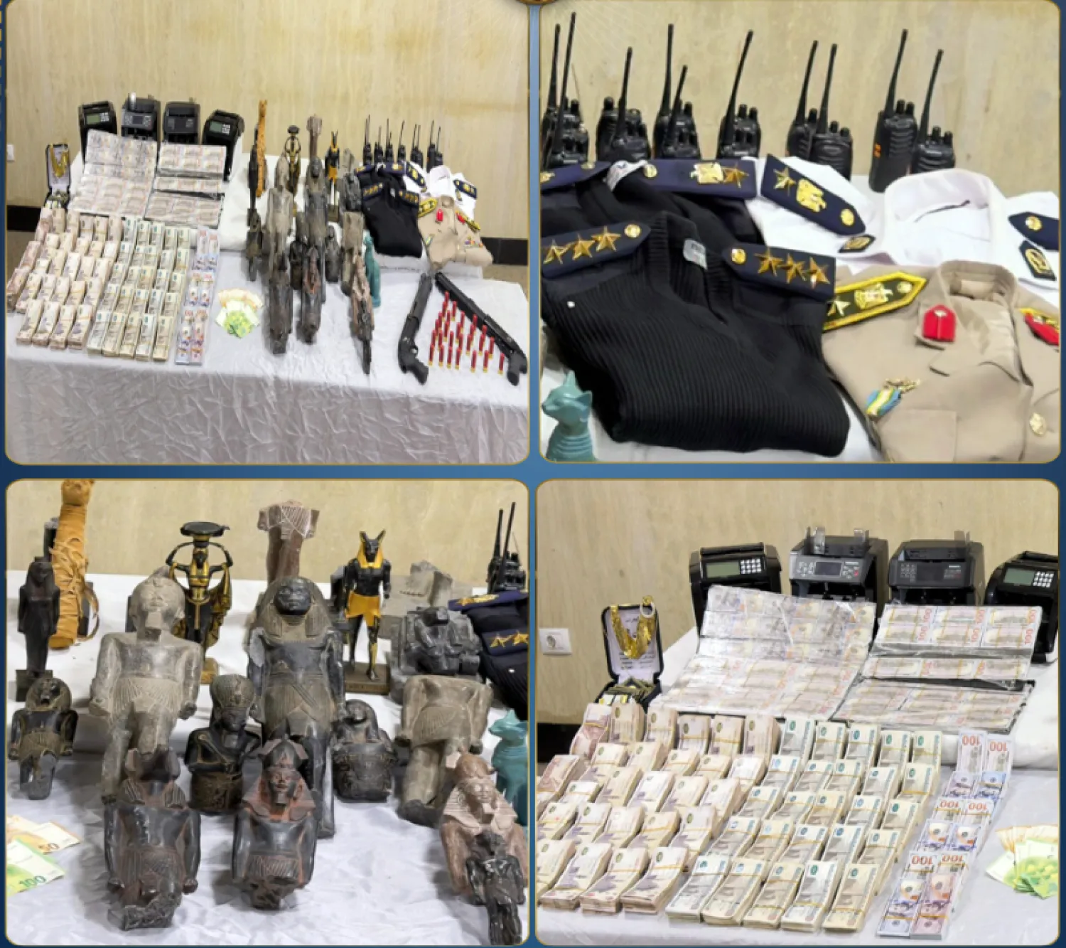 جانب من المضبوطات لدى التشكيل العصابي (وزارة الداخلية المصرية)