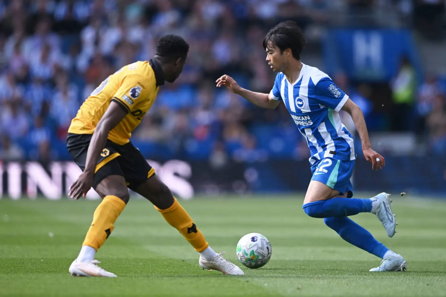 Football - Premier League - Brighton & Hove Albion v Wolverhampton Wanderers - The American Express Community Stadium, Brighton, Britain - May 9, 2026 Brighton & Hove Albion's Kaoru Mitoma in action. (Reuters)