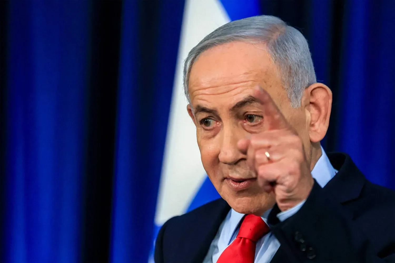İsrail Başbakanı Binyamin Netanyahu, Kudüs'te düzenlediği basın toplantısında (Arşiv-AFP)