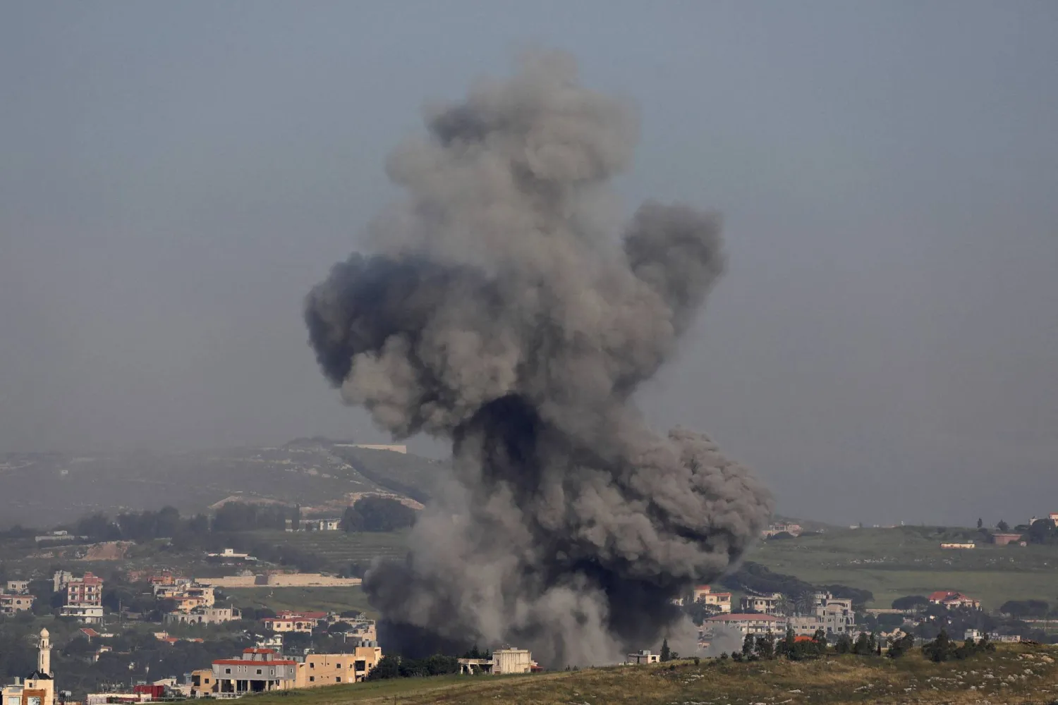 Smoke rises following an Israeli strike in southern Lebanon as seen from Marjeyoun, May 11, 2026. (Reuters)