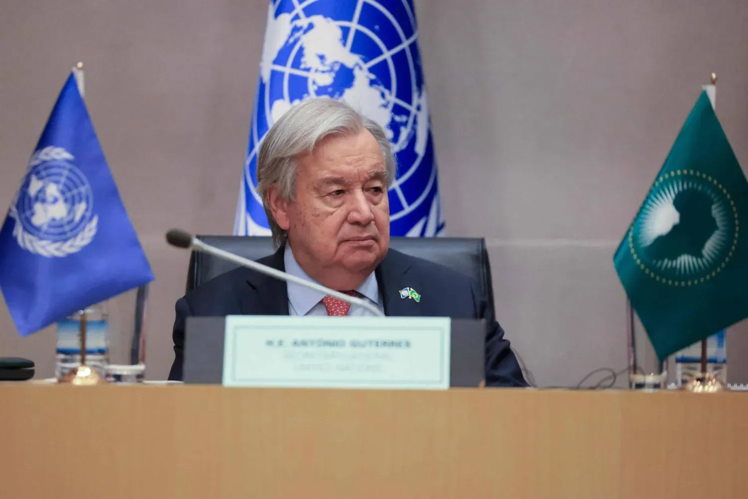 BM Genel Sekreteri António Guterres, Addis Ababa'daki Afrika Birliği genel merkezinde (AFP)