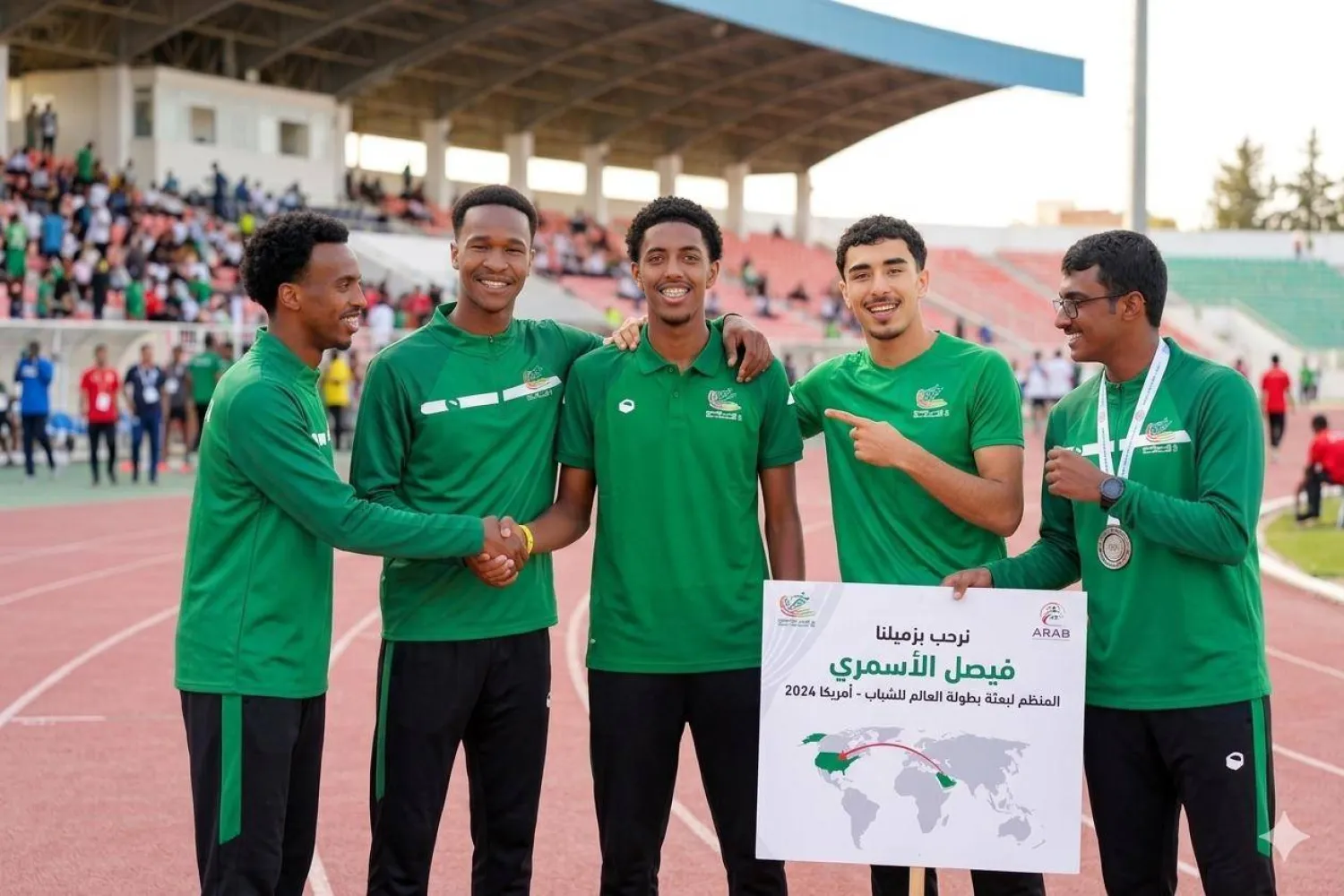 عدد من لاعبي المنتخب السعودي المتأهلين لمونديال القوى (المنتخب السعودي)