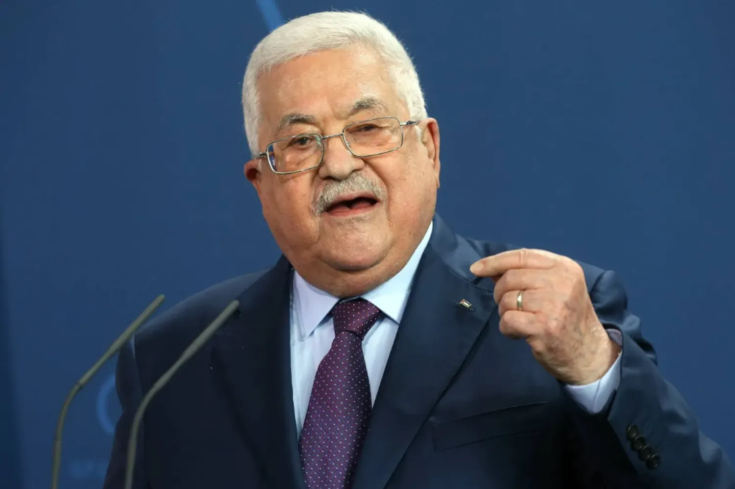 FILED - 16 August 2022, Berlin: Mahmoud Abbas, President of the Palestinian Authority, answers questions from journalists at a press conference after his meeting with the German Chancellor. Photo: Wolfgang Kumm/dpa
