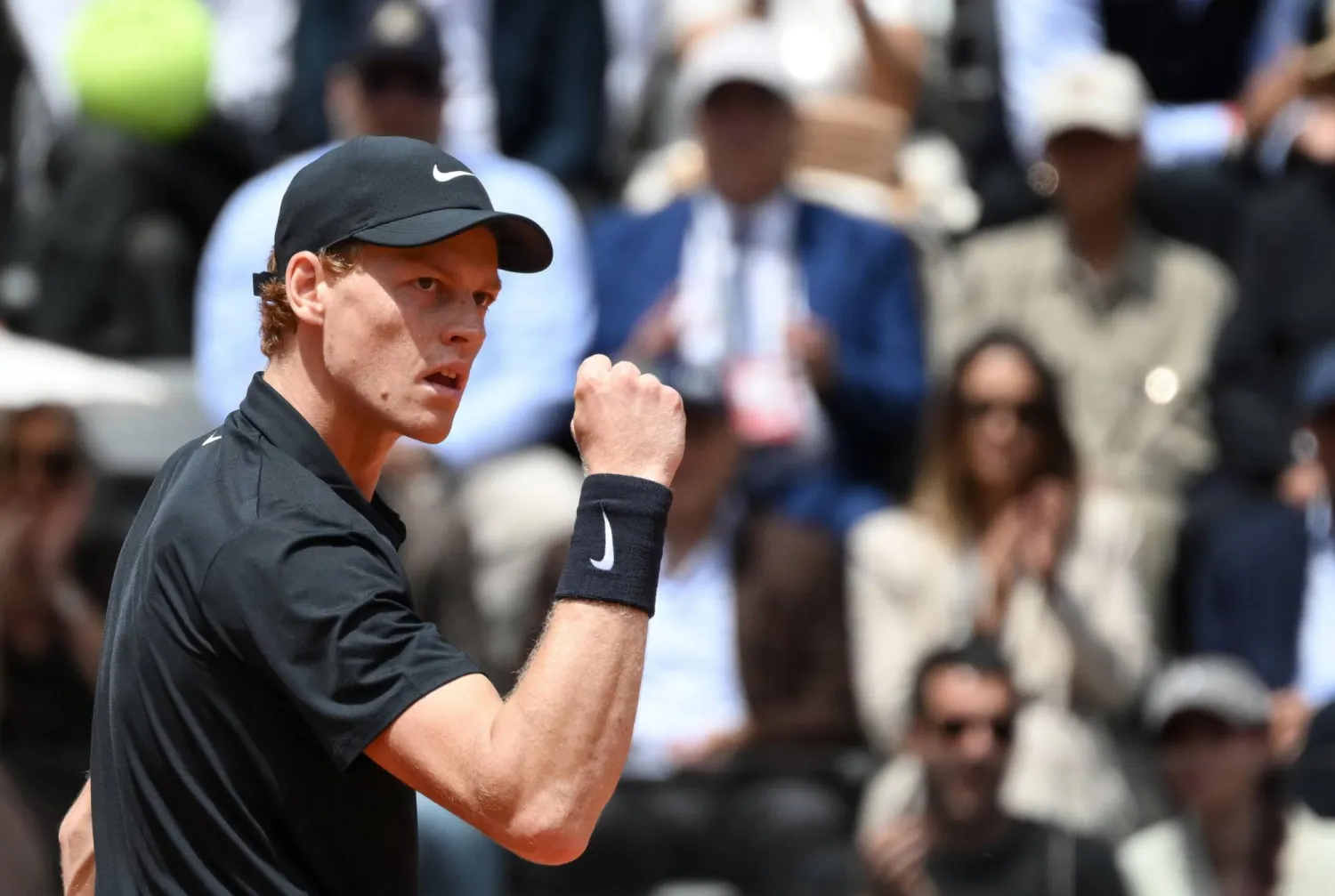 Jannik Sinner of Italy reacts during his men's singles quarterfinal match against Andrey Rublev of Russia (not pictured) at the Italian Open tennis tournament in Rome, Italy, 14 May 2026. EPA/ALESSANDRO DI MEO