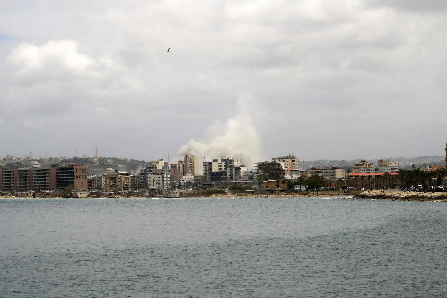 Smoke rises from the site of an Israeli airstrike that targeted a neighborhood in the southern Lebanese city of Tyre on May 15, 2026. (AFP)