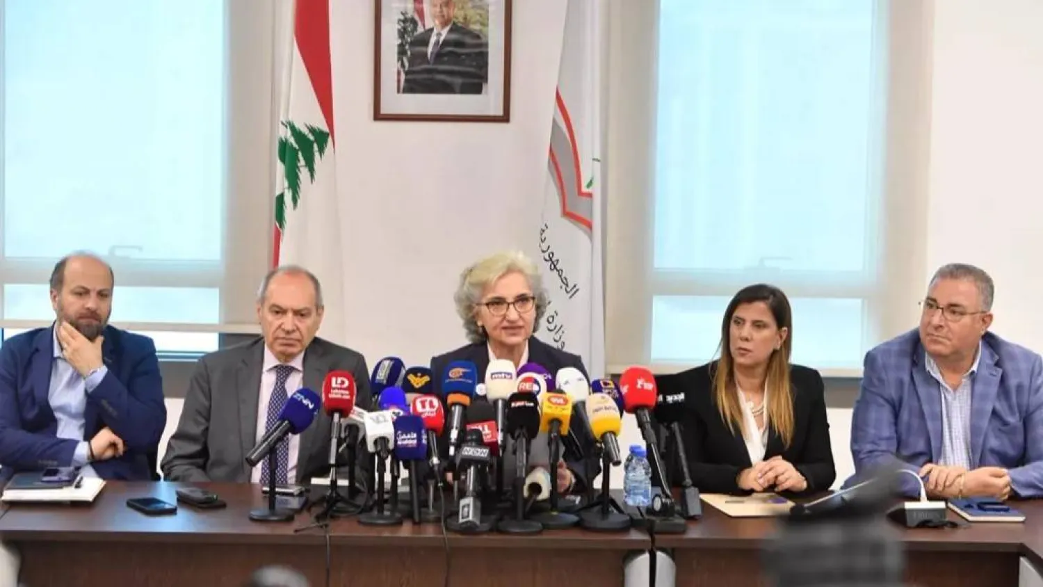 وزيرة التربية ريما كرامي خلال مؤتمر صحافي يوم الجمعة (الوكالة الوطنية للإعلام)