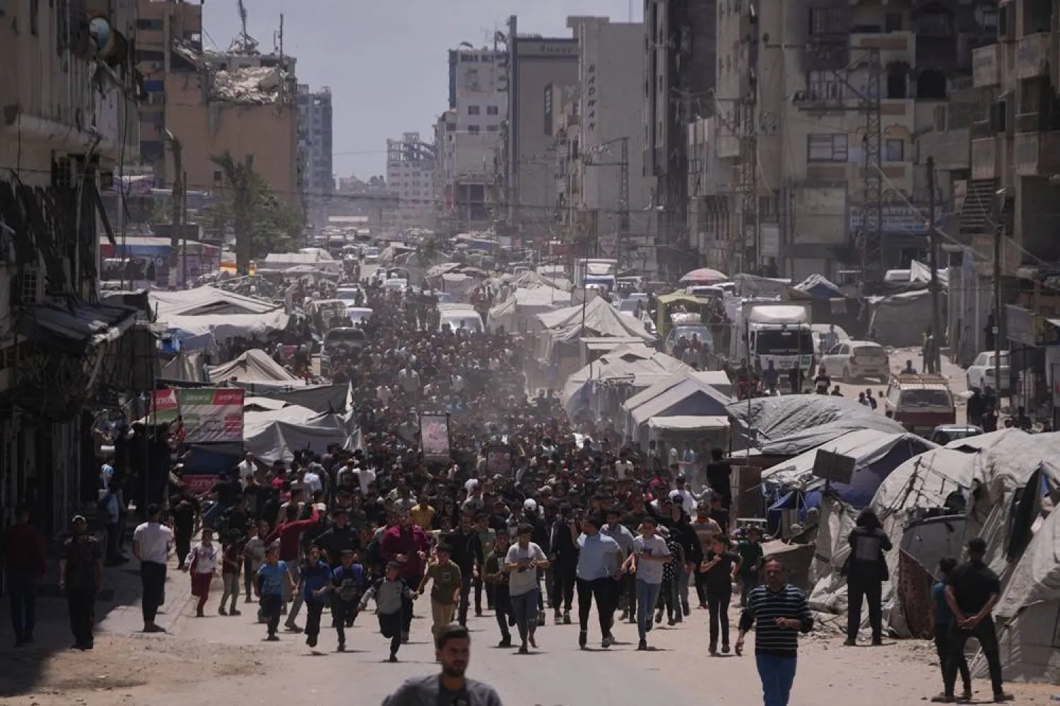  Palestinians attend the funeral of Ezzedine Al-Haddad, commander of Hamas's armed wing, and his daughter and wife in Gaza City, Saturday, May 16, 2026. (AP)