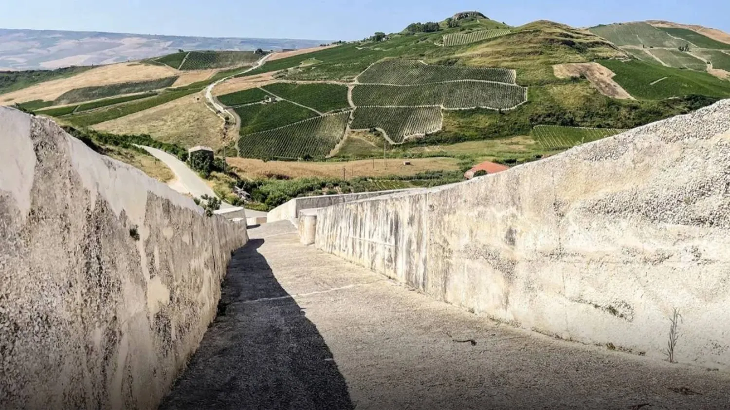 Artist Alberto Burri poured tons of cement over the ruins of Gibellina to create the Grande Cretto, or Big Crevice. (Giovanni Mereghetti/UCG/Universal Images Group/Getty Images)