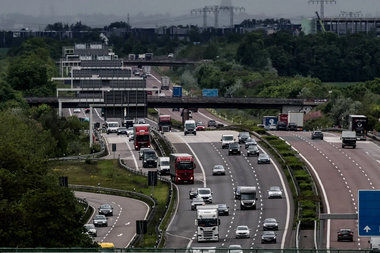 Traffic moves along the A14 motorway near Leipzig, Germany, 12 May 2026. (EPA)